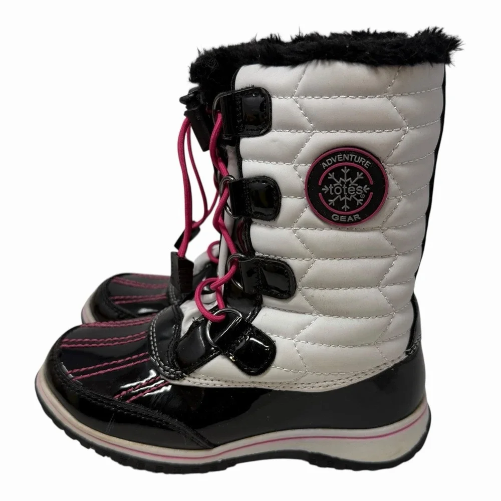 Totes Adventure Gear Girls Black & White Weatherproof Winter Boots - Size‎ 12